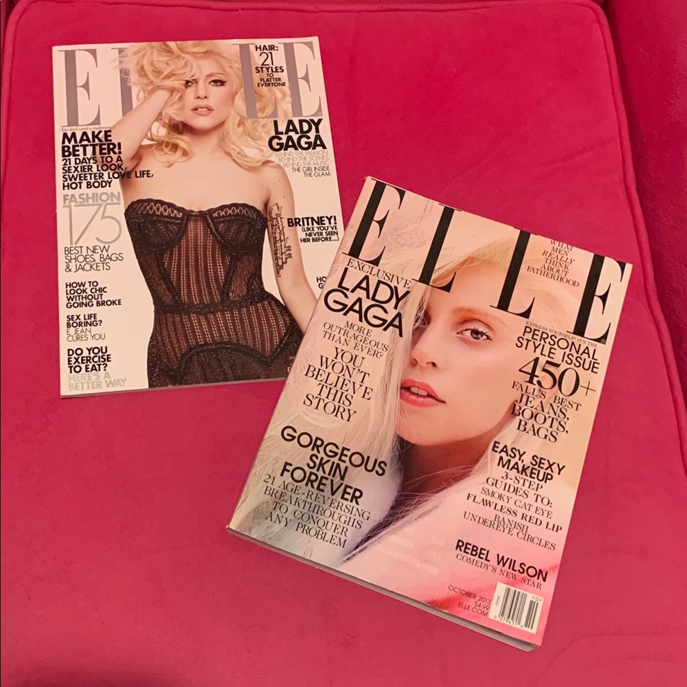2 Vintage Elle magazine with Lady Gaga